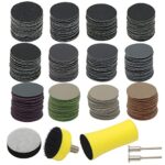 VIBRATITE 185 Stück Schleifscheiben 25mm Klett Nasse Trockene Schleifpads, (Körnung 60-10000) Sandpapier Schleifwerkzeug Mit 1/8 Zoll-Schaft für Holz Metall Spiegel Schmuck Polieren