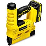 TROTEC Akku-Tacker PTNS 10-20V – 20V Lithium-Ionen, 6 Schlagstufen, 30 Schüsse/min, LED-Licht, Softgrip, Magazin 100 Klammern/50 Nägel, inkl. 500 Klammern & 500 Nägeln, Schnellladegerät, Koffer