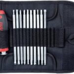 Wiha Schraubendreher mit Wechselklingen Set SYSTEM 6 (03591), 12 tlg. für tiefliegende Schrauben, Innensechskant/Kreuz/TORX/Schlitz inkl. Rolltasche