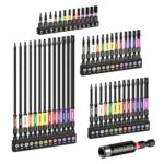 GEINXURN 52tlg. Torx Schrauber Bit Set Schlagfester T7-T40 25mm 50mm 75mm 150mm Länge, 1/4" Sechskantschaft S2 Legierter Stahl Bitsatz mit 1tlg. 60mm Magnetische Bit-Halter, Farbcodierte Basis