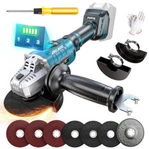 Ecarke Akku-Winkelschleifer Set kompatibel mit Makita 18V Akku – Bürstenloser Motor, 3-Stufen Drehzahl, bis zu 10.000 U/min, 125-mm Scheibe, LCD-Display & 12-tlg. Zubehörse (ohne Akku)