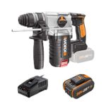 WORX WX380.1 Akku-Bohrhammer 20V, 4-in-1: Bohren, Schlagbohren, Meißeln, Bitrotation, 24 mm Bohrleistung, 2,2 J Schlagenergie, 4,0 Ah PowerShare, (Antivibrations- und Softgriff)