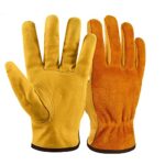 NickyPicky Arbeitshandschuhe Herren und Damen – Gartenhandschuhe Dornenfest aus Leder – schützende Handschuhe für Garten, Baustelle und Holzarbeiten – robust, atmungsaktiv, mit starkem Grip - Large