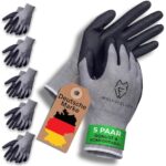 WOLFSFELLER Premium Arbeitshandschuhe Herren Gr 9 | 5 Paar Robuste & Komfortable Montage-Handschuhe Damen | Mit Langlebiger Nitril-Beschichtung