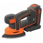 BLACK+DECKER Akku-Dreieckschleifer Mouse (18V, 1.5 Ah, inkl. 400mA Ladegerät, Fingerschleifer-Aufsatz, 3x Schleifgitter, 2x Fingerschleifgitter, Staubfangbehälter, in Werkzeugtasche) BDCDS18-QW