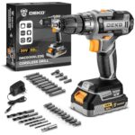 Elektrische Akku-Bohrmaschine: DEKOPRO 20 V Akku-Bohrmaschine mit Akku und Ladegerät, Bohrerset 20 V
