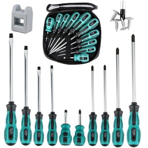Schraubendreher Set Magnetisch, 10tlg Profi Schraubenzieher Set aus Chrom-Vanadium-Stahl, 5 Schlitz und 5 Kreuzschlitz Schraubendreher Satz, zum Befestigen und Lösen