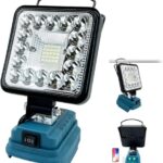Akku Lampe für Makita 18V Akku, 48W 4800LM Led Arbeitsleuchte, Strahler Tragbares Flutlichter Baustellen Lampe,mit 2 USB für Camping, Autoreparaturen, Notfall Ersatz für Makita DML816（Ohne Akku）