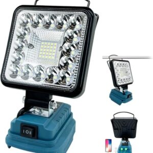 Akku Lampe für Makita 18V Akku, 48W 4800LM Led Arbeitsleuchte, Strahler Tragbares Flutlichter Baustellen Lampe,mit 2 USB für Camping, Autoreparaturen, Notfall Ersatz für Makita DML816（Ohne Akku）
