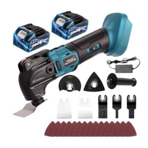Akku Multifunktionswerkzeug für 18V Akku,Multitool,Oszillierwerkzeug, bürstenloses für 2 PCS 21V 4.0Ah Batterien, 26 PCS Kit mit Zusatzhandgriff zum Schneiden, 6 variable, 8500-22000 U/min