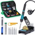 YIHUA 947-IX Lötkolben Set mit einstellbarem Temperaturbereich 220~480°C, Netzschalter, temperaturgesteuertem ESD-sicherem Lötset, 5 Lötspitzen für DIY Lötarbeiten, Ersatz-Lötkolbenset(EU PLUG)