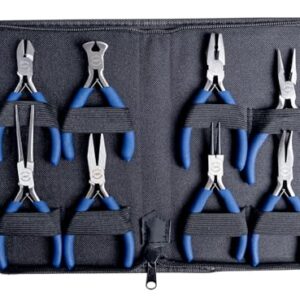 Brüder Mannesmann Elektronik-Zangensatz - 8-teiliges Zangenset mit Seitenschneider, Spitzzange, Kombizange, Rundzange, Flachzange und mehr - inkl. Transporttasche | M10808