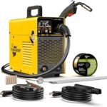 HAXIAOER 145A Fülldraht Schweißgerät Ohne Gas, 3-In-1 Fülldraht Schweißgerät mit ARC/Flux MIG/MMA Lift WIG - Funktion, Kompakt Inverter Schweißgerät, LED Licht, Synergischer Drahtvorschub