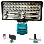 bycpower Akku Lampe für Makita 18V, 90W 6800LM Kabellose Arbeitsleuchte, 2 Modi LED Akku Strahler mit USB & Type-C Aufladung, Tragbares Flutlicht für Notfälle, Baustelle, Autoreparaturen (kein Akku)