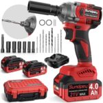 Sundpey Akku Schlagschrauber 650Nm, 21V Bürstenloser Schlagschrauber mit 2 * 4000mAh Akkus, 2-in-1 Impact Wrench für Haus und Auto mit 6 Steckdosen & 9 Bohrer & Ladegerät & Verlängerungsstange
