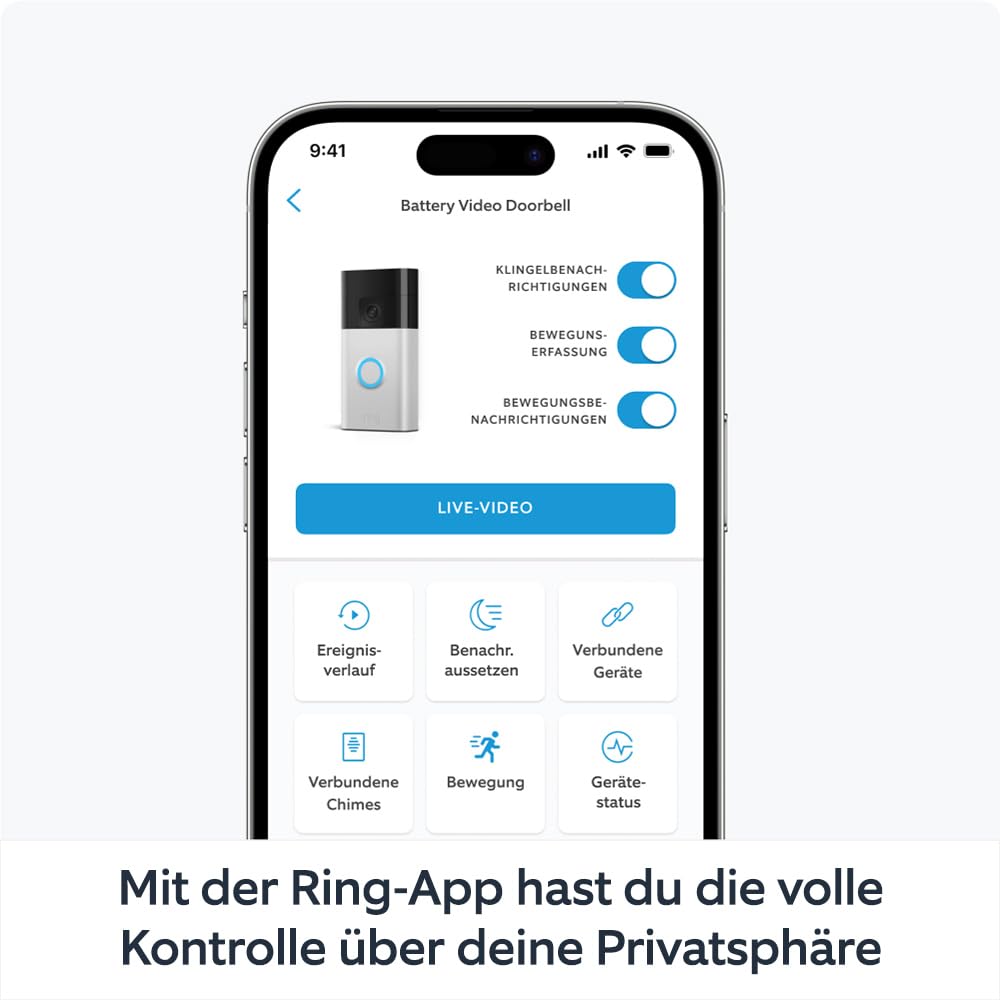Ring Akku-Videotürklingel (Battery Video Doorbell) (2024) | WLAN-Videotürklingel-Sicherheitskamera, Selbstinstallation (in 5 Minuten) | mit eingebautem Akku I Privatsphäre-Einstellungen – Bild 5
