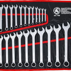 BGS Diy 1198 | Maul-Ringschlüssel-Satz | 25-tlg. | SW 6-32 mm | inkl. Tetron-Rolltasche | Gabelringschlüssel