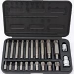 22-teiliges Set SPLINE (30, 75 mm) Steckschlüsselsatz XZN (M4 M5 M6 M8 M9 M10 M12 M14 M16 M18) + 2 Adapter 1/2 Zoll & 3/8 Zoll – Steckschlüssel-Set (HRC 62) – Stahl S2, Cr-V