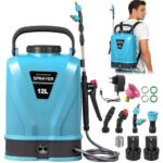 Dibaful Akku Drucksprüher 12L Elektrische mit 12V 2000mAh*2 Akku Einstellbarer 0-45 PSI | Kompatibel mit 12V Batterie Drucksprühgerät mit 5 Düsen für Gartenspritze Unkrautspritze Wassersprüher