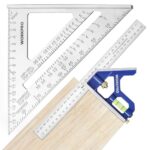 WORKPRO Anschlagwinkel 300 mm & Dreieckiger Zimmermannswinkel 180 mm, Winkelmesser, Aluminiumwinkel Set mit Wasserwaage für Heimwerker, Tischlerarbeiten und Zimmerei
