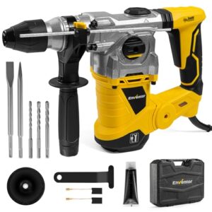 ENVENTOR SDS-Plus Bohrhammer, 1500W Schlagbohrmaschine, 6Joule Abbruchhammer mit Anti-Vibrationsgriff, Max 4500 BPM, 4 Funciones Kombihammer, Max Bohrleistung in Beton(32mm), Metall(13mm), Holz(40mm)