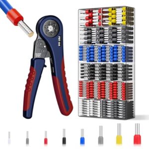 Profi Crimpzange Aderendhülsen Set (0,08-10mm²)-Selbsteinstellende Aderendhülsenzange inkl.1200 Stk.Kabelschuhe&Kabelklemmen-Präzises Elektriker Werkzeug Set für Elektroinstallation&DIY