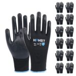 HPHST Handschuhe Arbeitshandschuhe, 12 Paar Arbeitshandschuhe Herren Damen mit Nitril-Beschichtung Gartenhandschuhe Touchscreen Arbeit Handschuhe Schutzhandschuhe für Montagearbeit (Schwarz, Large)