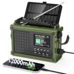 Kurbelradio DAB/DAB+/UKW mit 12000mAh Akku, Notfallradio mit 8500mm² Solarpanel, Handkurbel Blackout Notfallausrüstung, Digital Radio mit Bluetooth 5.0, Taschenlampe & Leselicht für Outdoor, Camping