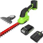 Greenworks G24SHTK2 2-in-1 Strauch- und Grasschere, 20 cm Heckenklingen, schneidet bis zu 8 mm Stämme und Zweige, 2800 Schnitte pro Minute, 15 cm Grasklinge, 24 V Akku & Ladegerät, 3 Jahre Garantie