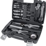 Amazon Basics Werkzeug-Set für den Haushalt, Stahllegierung, 32 Teile, Schwarz / Grau