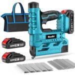 SEESII Akku-Nagler Set, 18GA Elektrische Nagelpistole mit 2 x 2,0Ah Akkus und 1000 Nägeln/Klammern, einstellbare Nageltiefe, 2-in-1 Brad-Nagler/Klammerer für Holzverarbeitung