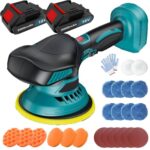 Akku Poliermaschine, Auto Poliermaschine Kompatibel mit Makita 18V Batterie, Exzenter Poliermaschine mit 2 3.0Ah Batterie, Akku Wachsmaschine für Autodetailing, Autoreinigung und Polieren von Auto