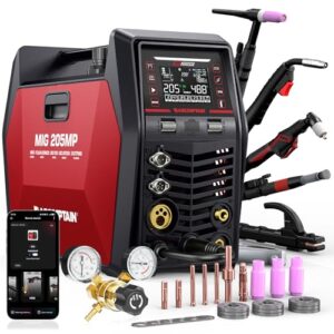 ARCCAPTAIN MIG205MP 9 in 1 iControl App‑steuerung MIG‑Schweißgerät/Plasmaschneider/Puls‑MIG/Flux‑Core/Spool Gun/DC HF/Lift TIG/Clean/MMA‑Aluminium‑Schweißgerät 230V Mehrprozess‑Schweißgerät