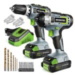 WORKPRO 2tlg. Akkuschrauber Schlagschrauber Set 20V 2,0Ah, 2 Akku und Ladegerät inkl. mit 6tlg. Bohrer und 10tlg. Schrauberbit