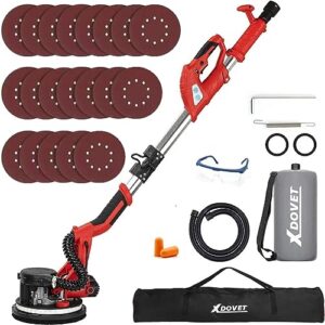 Wandschleifer, 850 Watt Elektroschleifer mit 20 Schleifscheiben, 6 variablen Geschwindigkeiten von 800 bis 1750 U/min, ausziehbarem Griff, LED-Beleuchtung, langem Staubschlauch und Aufbewahrungstasche