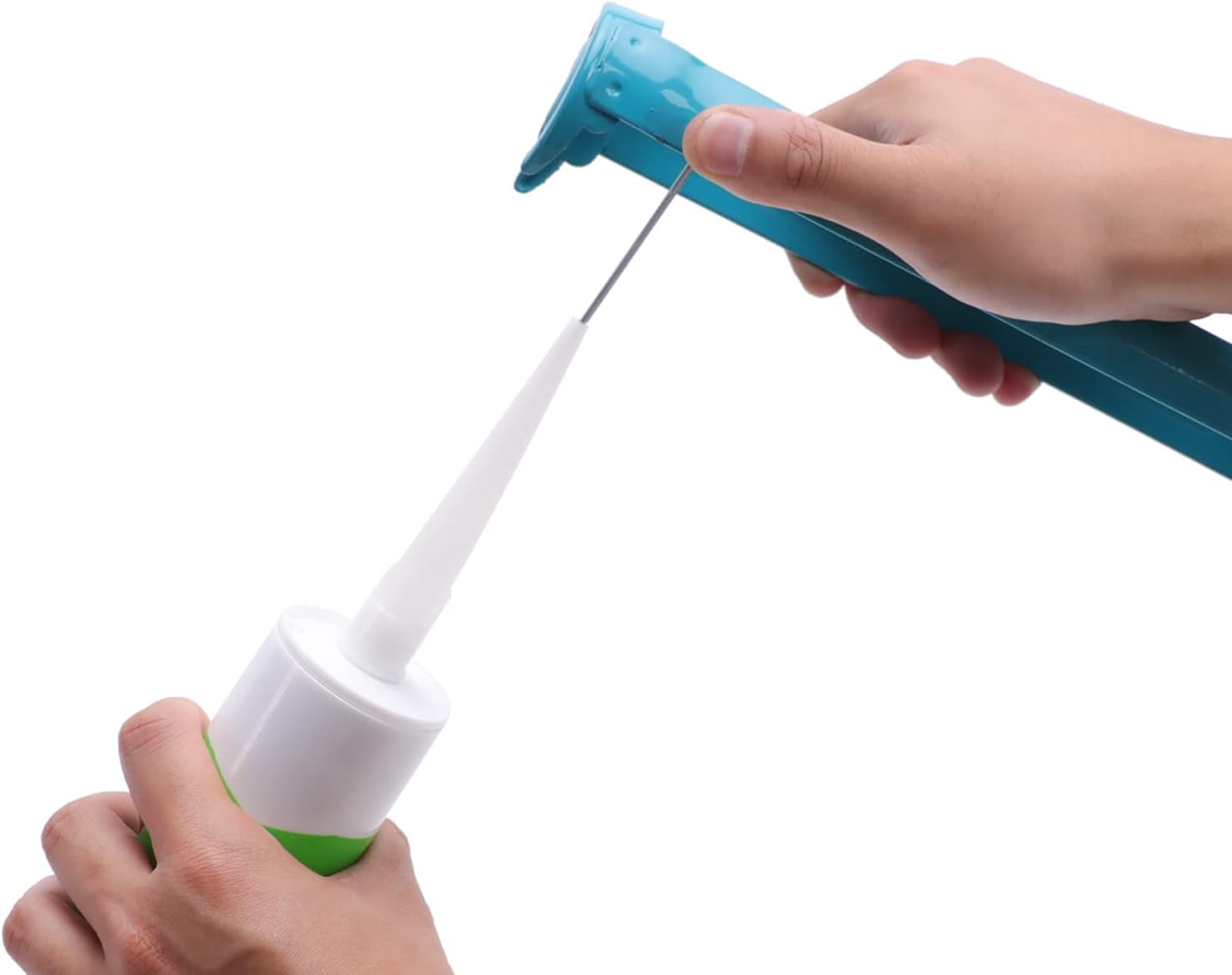 Amazon Basics Robuste Kartuschen pistole, 310 ml, Kraftübersetzungsverhältnis von 12:1, Aluminium-Griff mit Kunststoffstützgriff, Blau/Grau – Bild 5