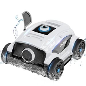 WYBOT WY1103 Poolroboter, Poolsauger Kabellos mit Akku, 120 Min. Laufzeit, für Aufstellpools bis 120 m², Doppelmotoren, Große Bürste&Saugöffnungen, Verstellbare Düse(Weißschwarz A)