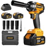 Adedad 1/2" Schlagschrauber 750N.m Bürstenlos Hohes Drehmoment Elektro-Schlagschrauber with 2x4.0AH Batterie und Schnellladegerät für Auto-Reparatur,Reifenwechsel,Bauwerkzeug,DIY