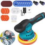 Akku Poliermaschine, Auto Poliermaschine Set 22 pcs, Exzenter Poliermaschine 12mm für Auto, 8 Variable Geschwindigkeit, Akku Exzenter Polierer zum Polieren und Wachsen von Auto-Fußbodenmöbeln