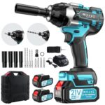 Akku Schlagschrauber, 3-IN-1 Professional 21V Bürstenloser 1/2" Schlagschrauber 1000Nm mit 2x4000 mAh Akkus,LED Licht,Schnellladegerät,4 Schlagnüsse,4 Bohrer,Aufbewahrungsbox,für Auto/Reifenwechsel