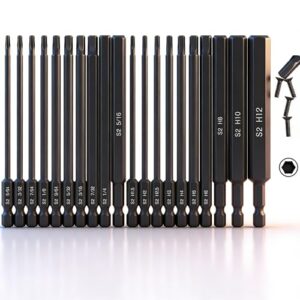 Sechskant Bit Set, CYLBAQ 20 teilig 100mm Hex Schraubendreher Bits Set,1/4" Allen Key Magnetische S2 Hexagon Innensechskant Schraubendreher Bitsatz für akkuschrauber Elektrische Schraubendrehersatz