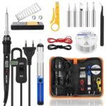 Lötkolben Set, Lötkolben Kit Lötset 80W,Einstellbare Temperatur 180-500 °C, Lötwerkzeug mit 5 Lötspitzen, 50g Lötdraht zum Löten, Entlötpumpe, Zinndrahtrohr, Lötkolbenständer