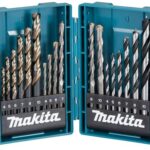 Makita B-49432 Bohrer-Set 18-teilig in Aufbewahrungsbox, M-Force Metallbohrer, Steinbohrer, Holzbohrer, jeweils in den Größen Ø 4, 5, 6, 7, 8, 10 mm
