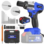 Yiyai Akku Schlagschrauber Bürstenloser, 3 in 1 Elektro Schlagschrauber, 550NM Akku-Schlagschrauber mit Trigger LED Light, Stufenlose Drehzahlregelung, 16 Zubehör für Automotive/Home/mehr (1x4000mAh)