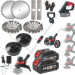 Rasentrimmer Mit Akku Und Unkrautbürste Für Makita-Akkus (2X 4.0AH, Brushless, 30CM Schnittbreite) 160CM Teleskopisch Freischneider 4 in 1 Messer Trimmer