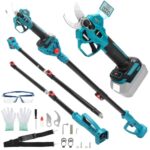 Akku Astschere kompatibel mit Makita 18V Akku,Öffnung 32 mm, Max 45 mm Schnittdurchmesser, Mit 2m Verlängerungsstange,LCD-Digitalanzeige, zum Beschneiden von Bäumen und Obstbäumen（ohne Akku)