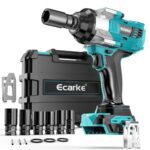 Ecarke 1400 Nm Akku-Schlagschrauber mit Nuss Set für Makita 18V Lithium-Akku, 2800RPM 1/2 Zoll Bürstenloser Schlagschraube mit LED-Licht 6 Stecknüsse für Autoreifen, Gerüstbau (Ohne akku)