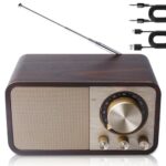 Retro Radio mit Bluetooth, Nostalgie Radio mit 1500mAh Akku wiederaufladbar, USB/TF-Karte/AUX, 5W Lautsprecher Holzoptik Vintage Radios für Küche/Schlafzimmer/Büro