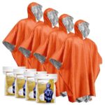 BUZIFU Notfall Regenponcho 4 Stück Wasserdichtes Regencape, Rettungsdecke Biwaksack Notfall Schlafsack Erste Hilfe Wärmedecke mit Reflektierender Seite zur Erhöhung der Sichtbarkeit, Kälteschutz