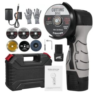 Weytoll Mini Winkelschleifer, 7000 U/min Akku-Winkelschleifer mit mit 2 Stück 2.0Ah-Akku, Angle Grinder, Trennen und Polieren von Fliesen, Kabelloses Elektrisches Trennschleifer 16,8 V